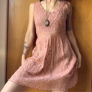 SOLD!!Baraschi dusty pink mesh/lace babydoll dress Sz 12